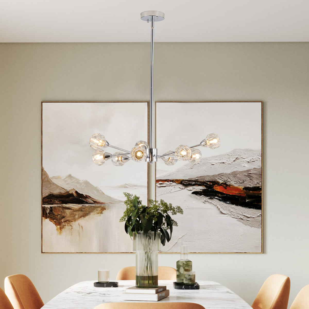 Modern Crystal Chandelier | 9-Light Chrome Ceiling Light