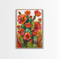 Vibrant Desert Cactus and Flowers Framed Canvas Wall Art