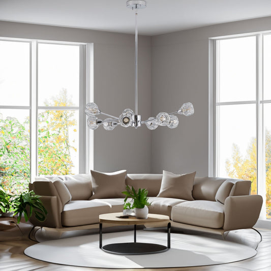 Modern Crystal Chandelier | 9-Light Chrome Ceiling Light