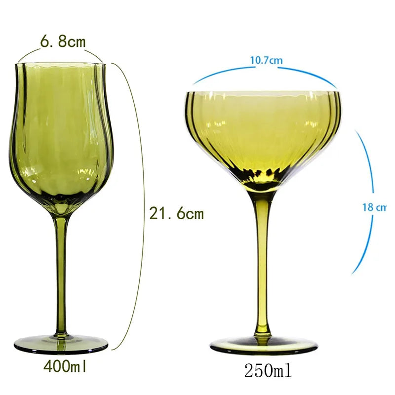 Vintage French-Style Hand-Blown Red Wine and Cocktail Glass