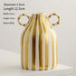 Hand-Drawn Striped Ceramic Vase with Dual Handles