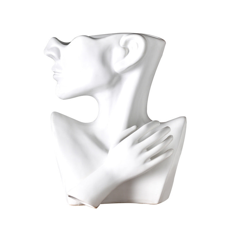 Modern Nordic Human Head Resin Flower Vase