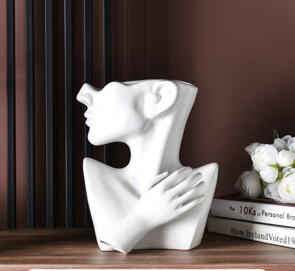 Modern Nordic Human Head Resin Flower Vase