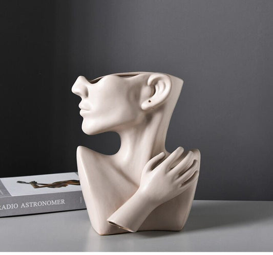 Modern Nordic Human Head Resin Flower Vase