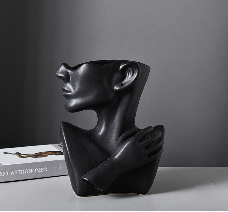 Modern Nordic Human Head Resin Flower Vase