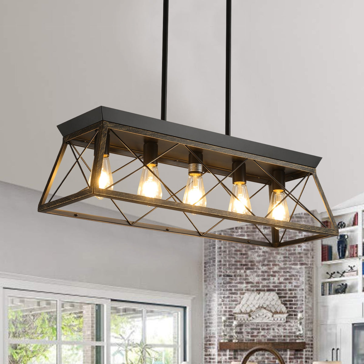 5-Light Farmhouse Rectangular Island Chandelier
