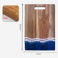 Wood Cutting Board with Blue-Green Resin Wave Pattern