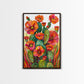 Vibrant Desert Cactus and Flowers Framed Canvas Wall Art