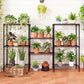 4-Tier Black Metal Storage Shelving Units (Set of 2)