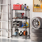 4-Tier Black Metal Storage Shelving Units (Set of 2)