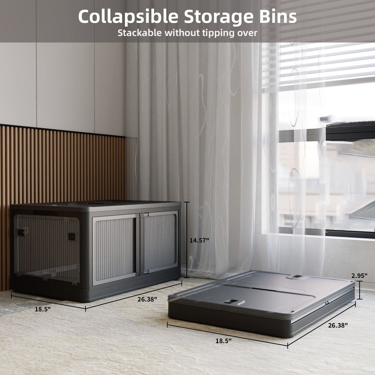 4-Pack Transparent Stackable Storage Bins with Wheels