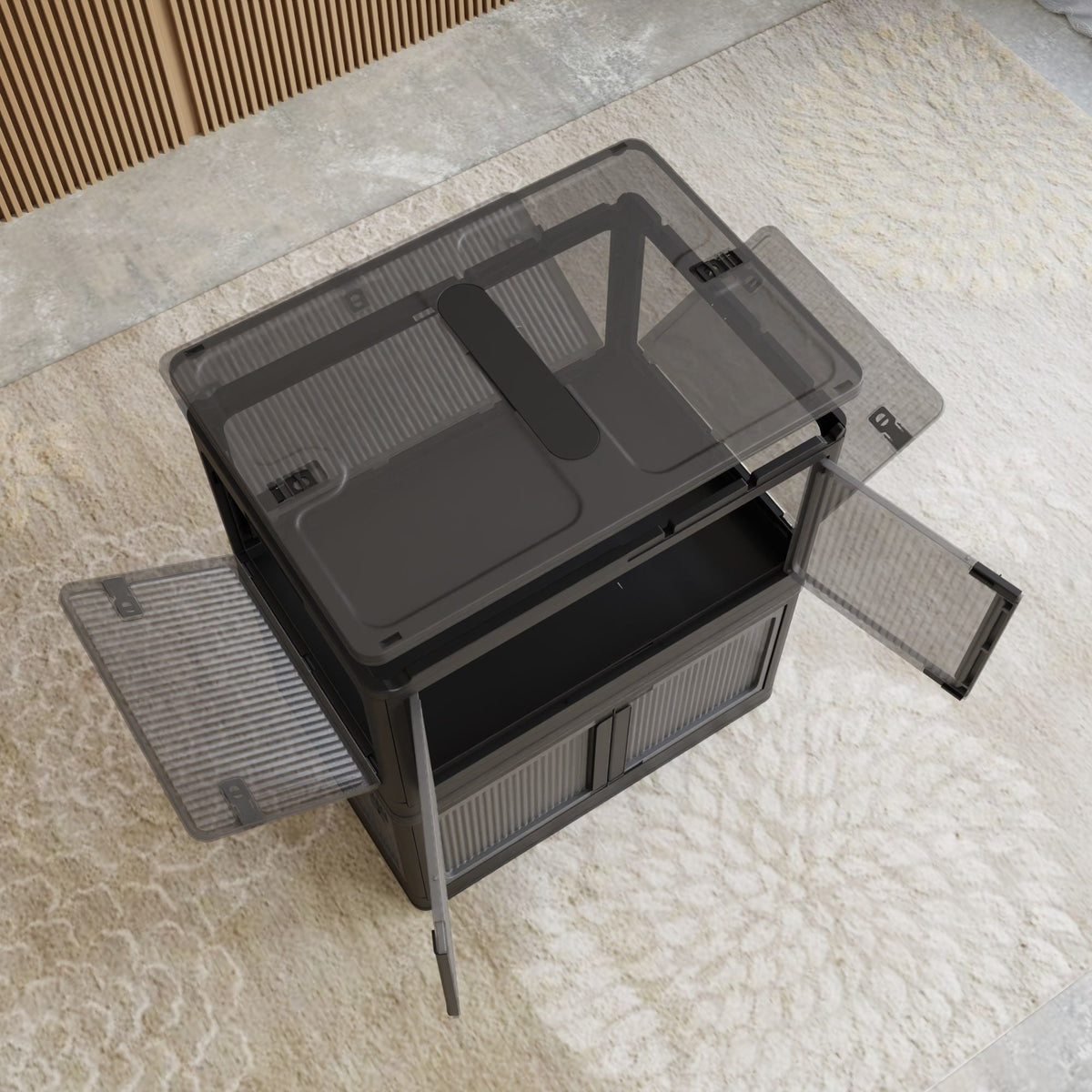 4-Pack Transparent Stackable Storage Bins with Wheels
