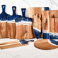 Wood Cutting Board with Blue-Green Resin Wave Pattern