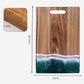 Wood Cutting Board with Blue-Green Resin Wave Pattern