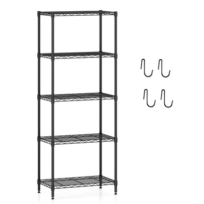 5-Tier Black Metal Storage Shelving Unit