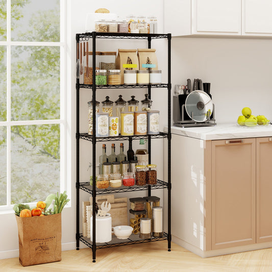 5-Tier Black Metal Storage Shelving Unit