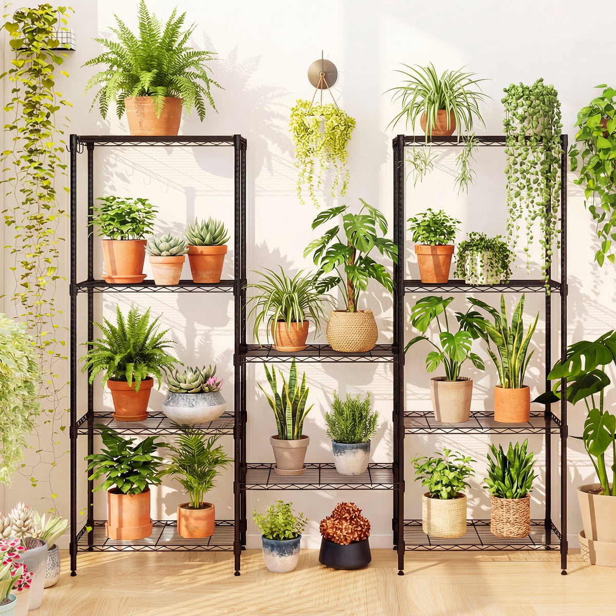 5-Tier Black Metal Storage Shelving Unit