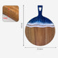 Wood Cutting Board with Blue-Green Resin Wave Pattern