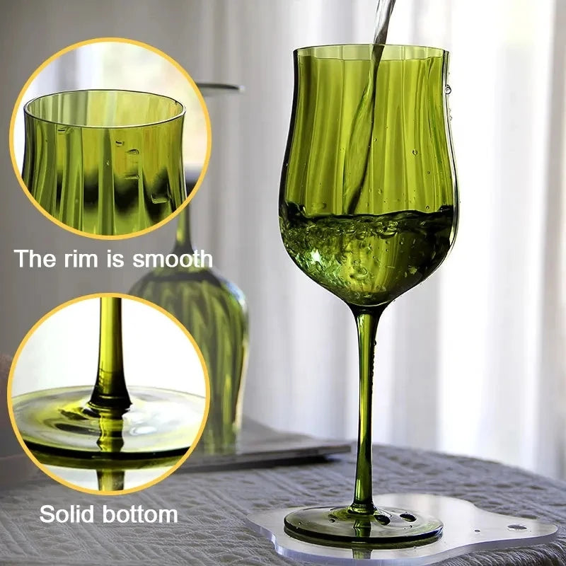 Vintage French-Style Hand-Blown Red Wine and Cocktail Glass