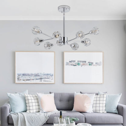 Modern Crystal Chandelier | 9-Light Chrome Ceiling Light