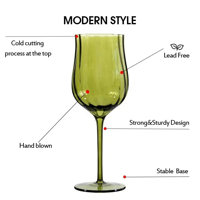 Vintage French-Style Hand-Blown Red Wine and Cocktail Glass
