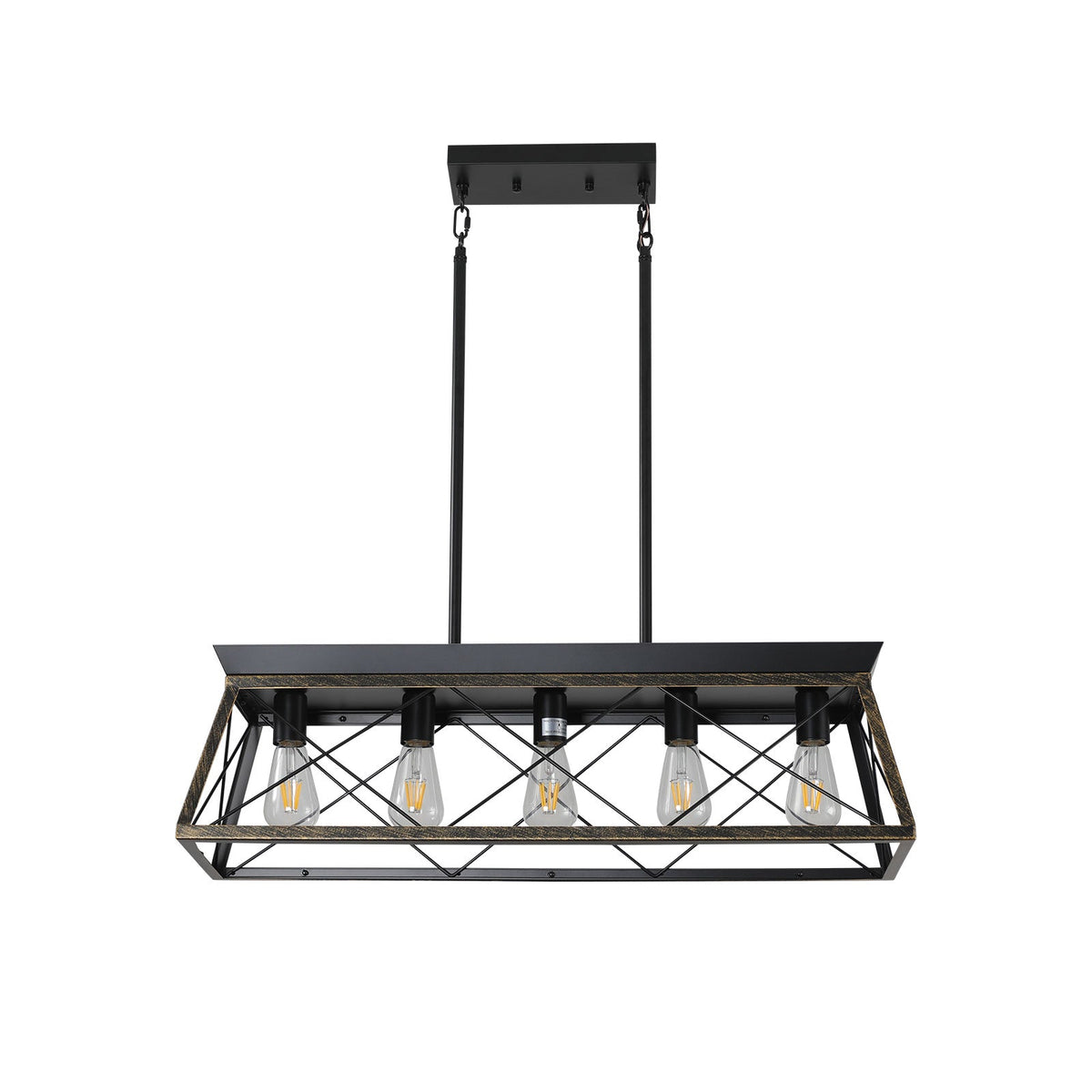 5-Light Farmhouse Rectangular Island Chandelier