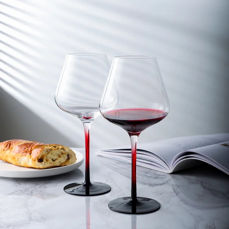 Black and Red Bow Tie Burgundy Wine Glass
