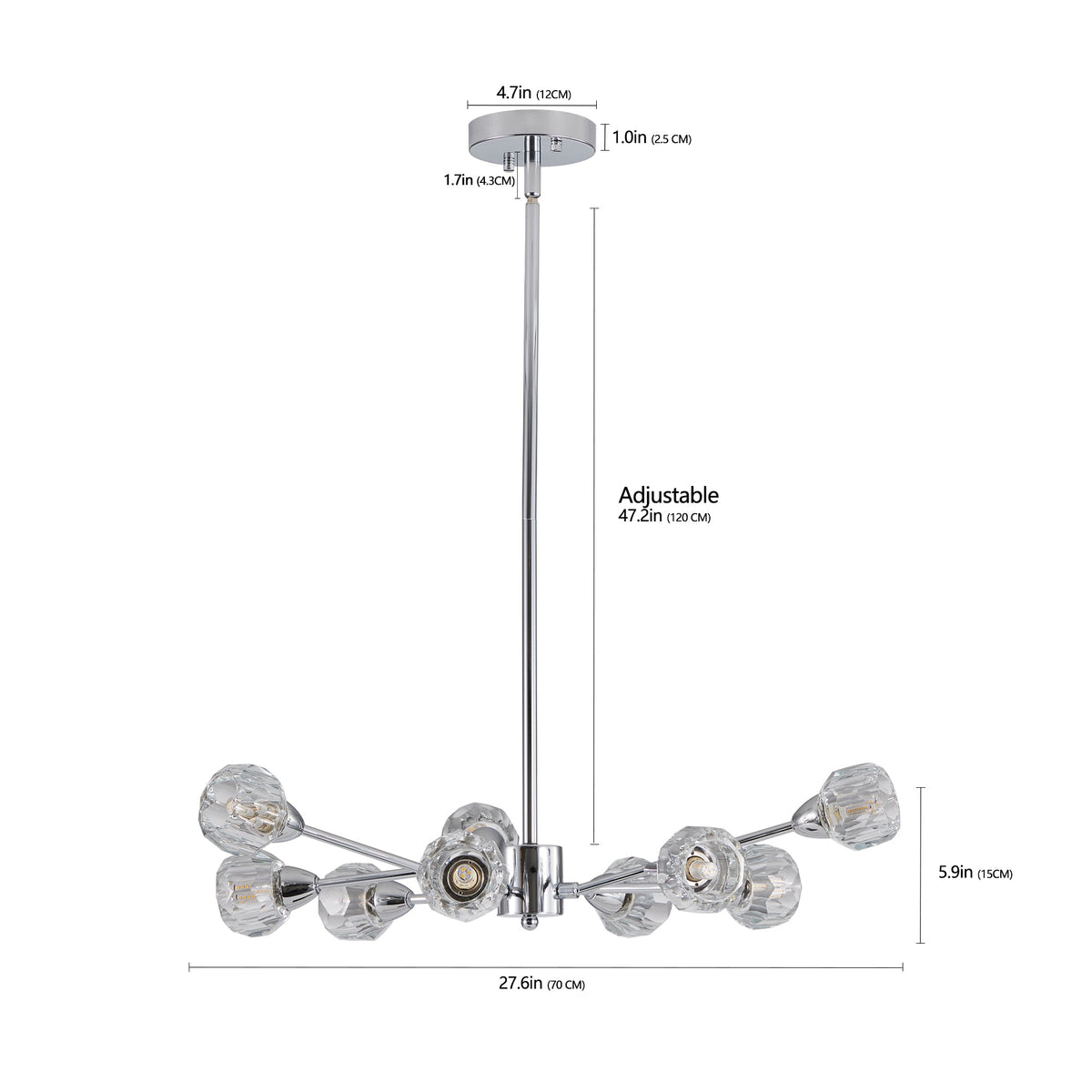 Modern Crystal Chandelier | 9-Light Chrome Ceiling Light