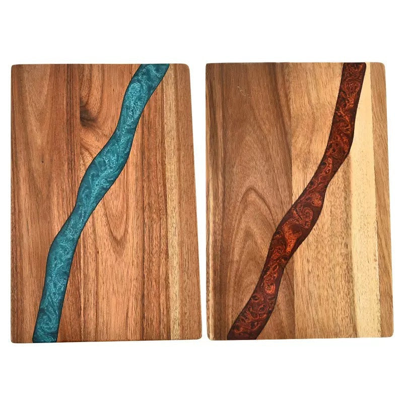 Heavy-Duty Serving Tray and Ocean Wave Epoxy Resin Wood Cutting Board