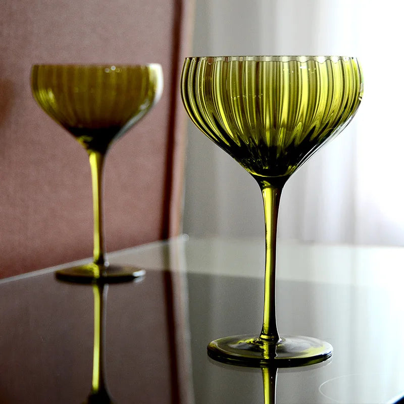 Vintage French-Style Hand-Blown Red Wine and Cocktail Glass