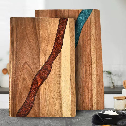 Heavy-Duty Serving Tray and Ocean Wave Epoxy Resin Wood Cutting Board