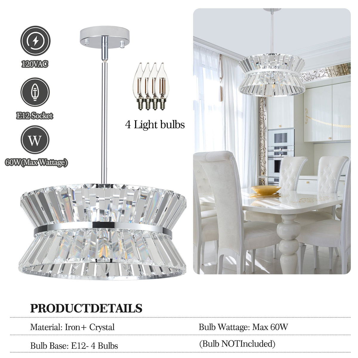 Modern Round Crystal Chandelier