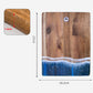 Wood Cutting Board with Blue-Green Resin Wave Pattern