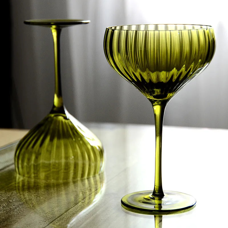 Vintage French-Style Hand-Blown Red Wine and Cocktail Glass