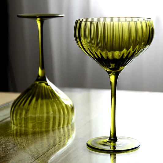 Vintage French-Style Hand-Blown Red Wine and Cocktail Glass