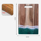 Wood Cutting Board with Blue-Green Resin Wave Pattern