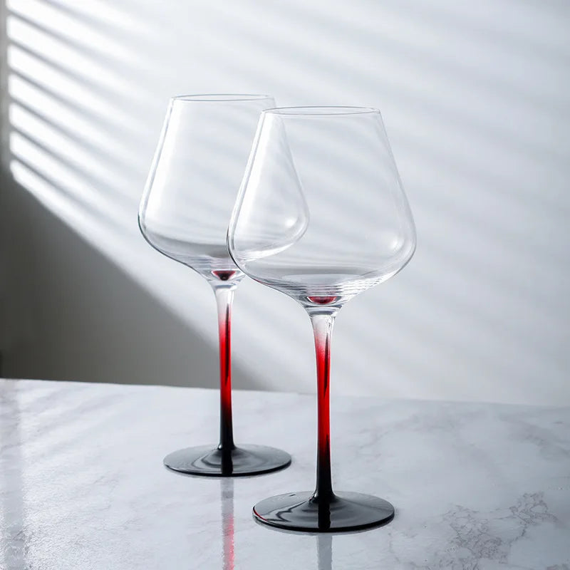 Black and Red Bow Tie Burgundy Wine Glass