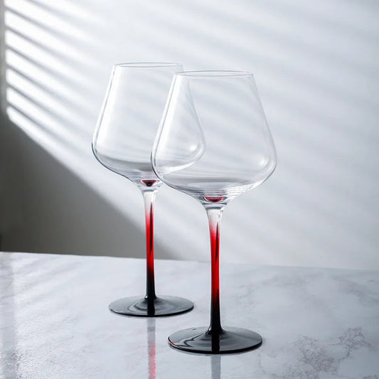 Black and Red Bow Tie Burgundy Wine Glass