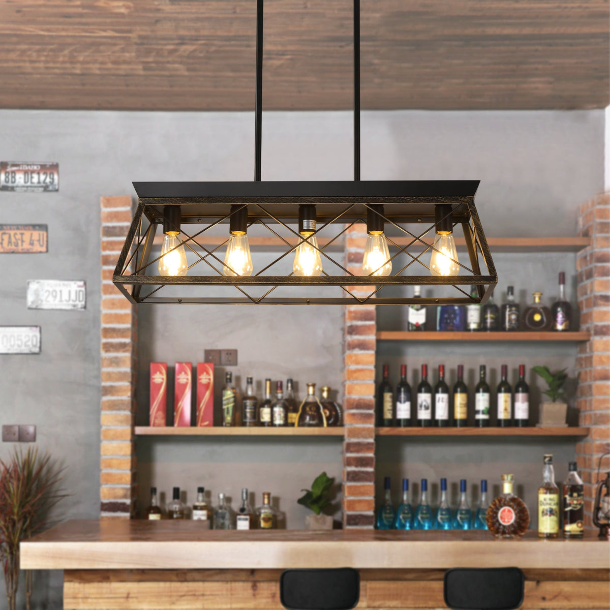 5-Light Farmhouse Rectangular Island Chandelier