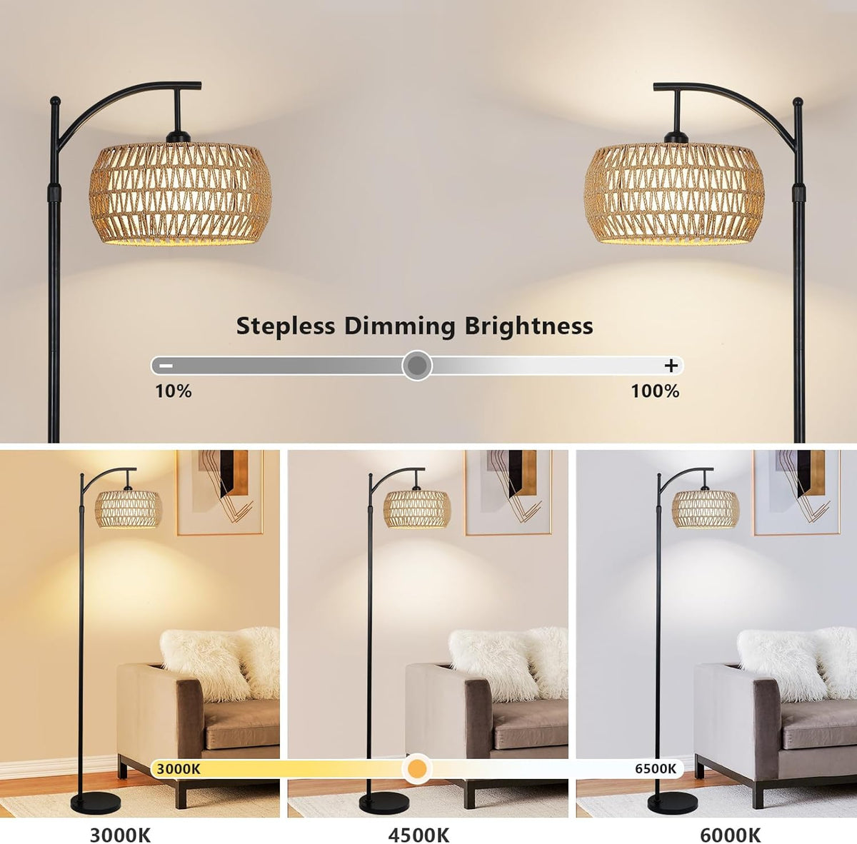 Arc Floor Lamp with Remote Control