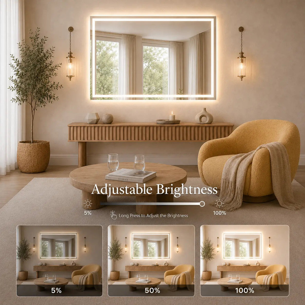 Standard Center Glow LED Bathroom Mirror