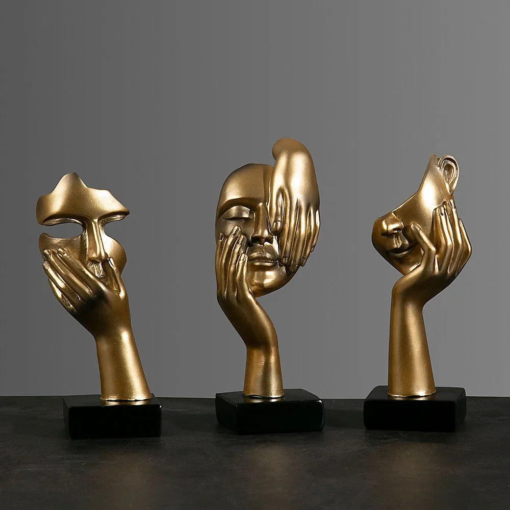 Resin Abstract Mask Sculpture for Home Décor