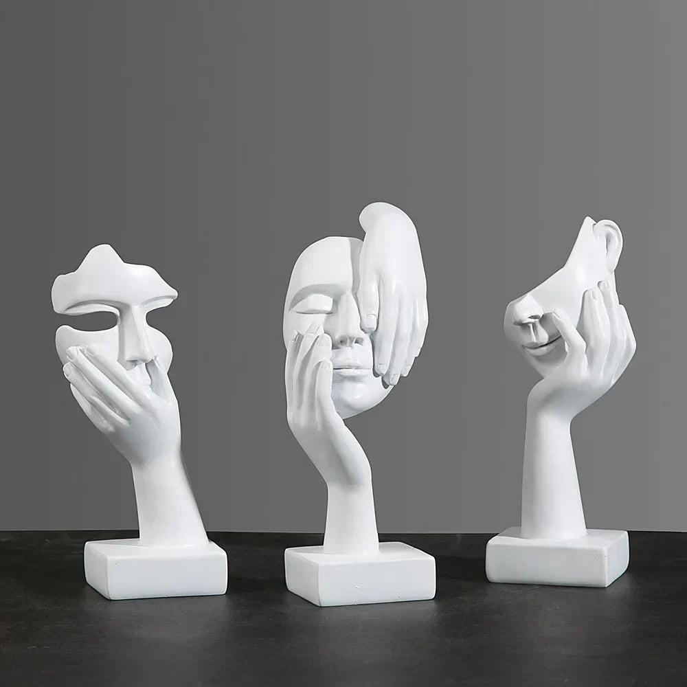 Resin Abstract Mask Sculpture for Home Décor