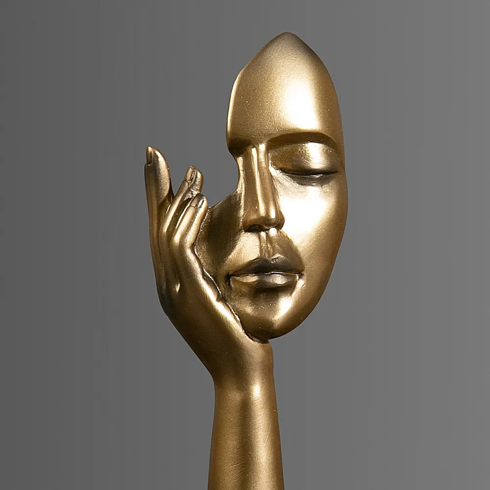 Resin Abstract Mask Sculpture for Home Décor