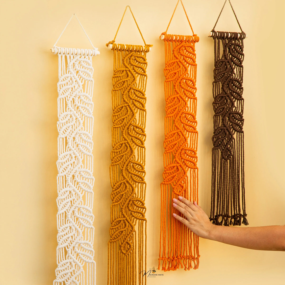 Vela Vertical Macrame Wall Hanging in Green