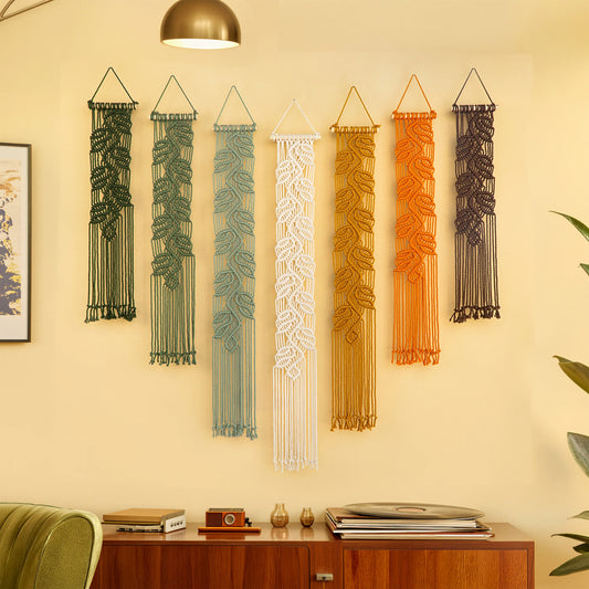Vela Vertical Macrame Wall Hanging in Green