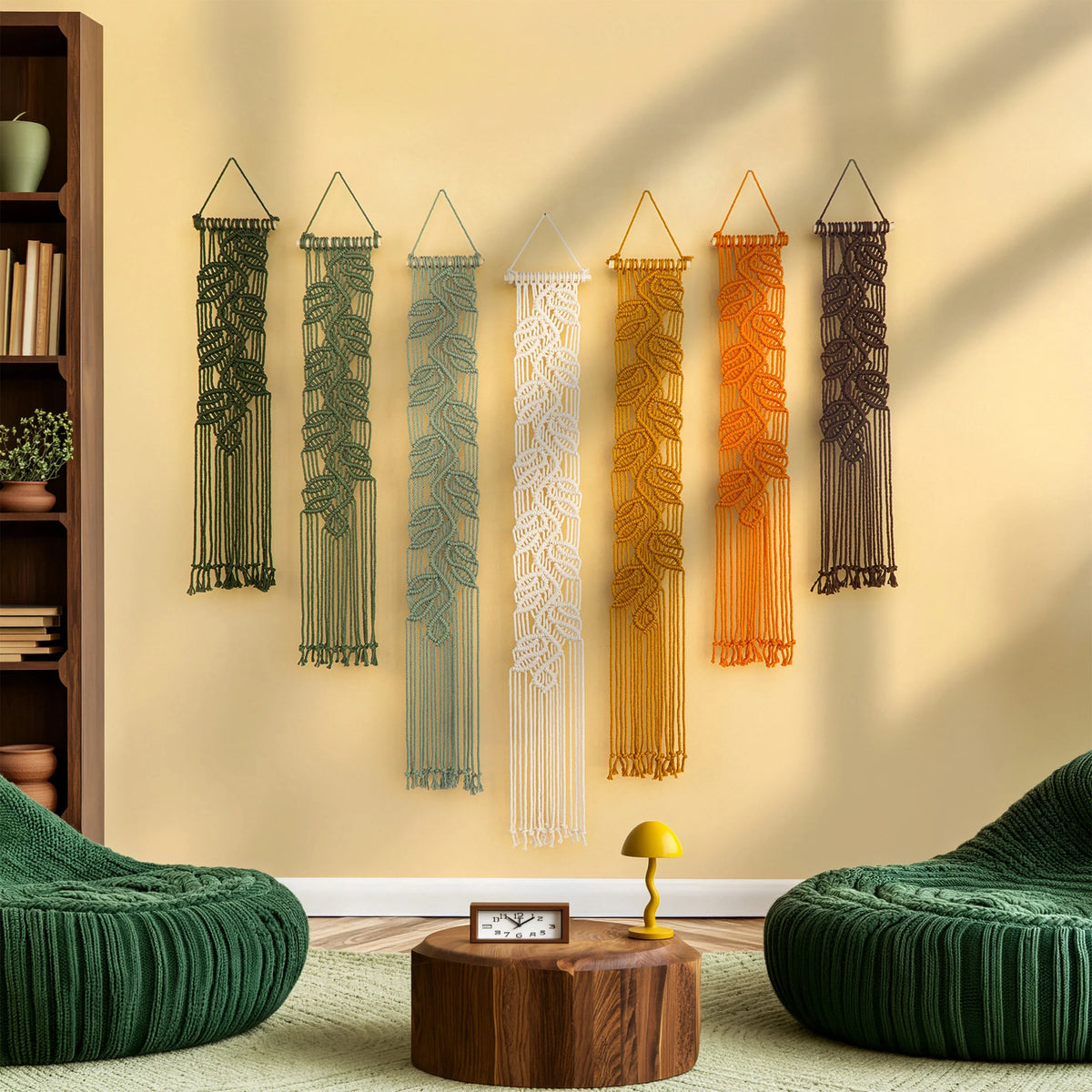 Vela Vertical Macrame Wall Hanging in Green