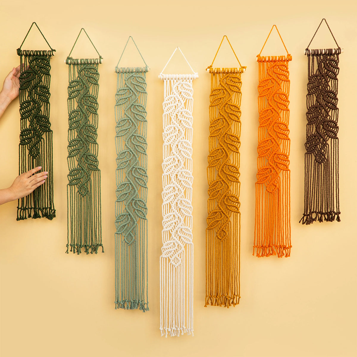 Vela Vertical Macrame Wall Hanging in Green