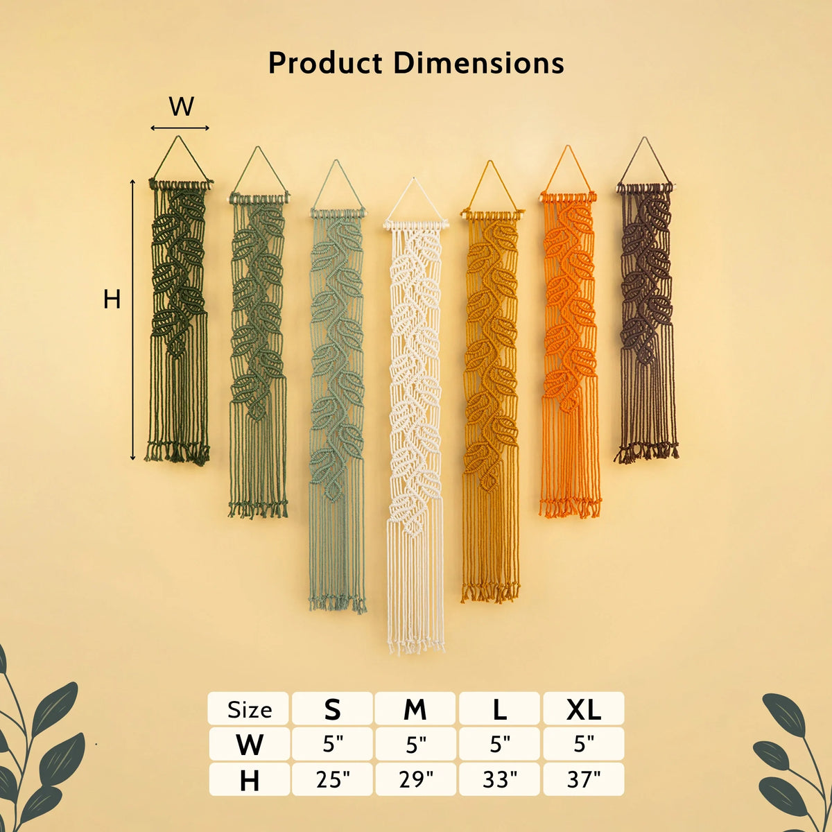 Vela Vertical Macrame Wall Hanging in Green