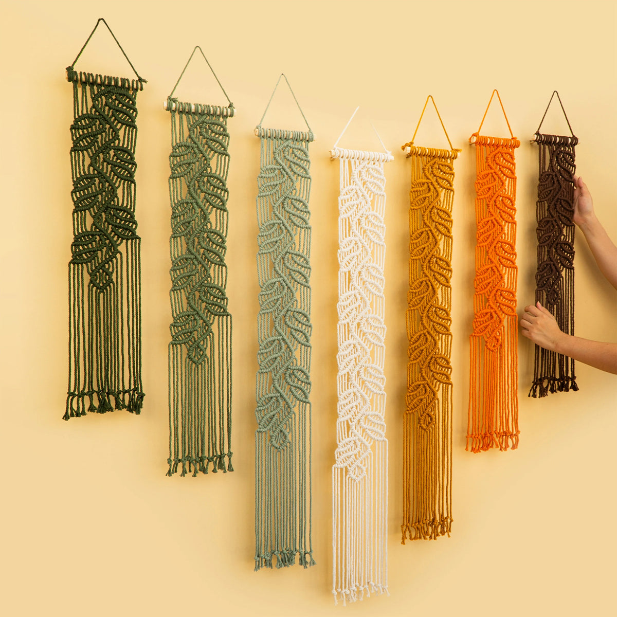 Vela Vertical Macrame Wall Hanging in Green